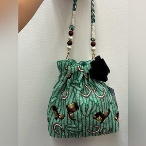 Green Beaded Women's Bag